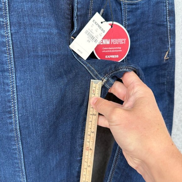 Express Womens Denim Perfect Ankle Skinny Jean Size 2 Dark Wash Center Seam NEW - Picture 14 of 15